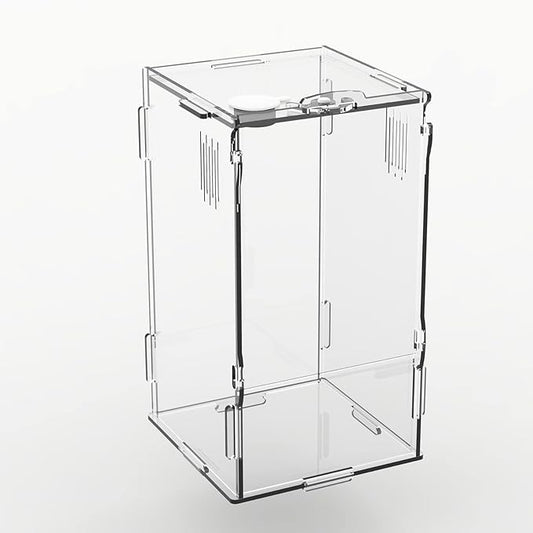 BETAZOOER Acrylic Mini Reptile Tank Habitat Transparent Terrariums with Locking Latch Suitable for Tarantula Isopod Roach Invertebrates (4''x4''x8'')-PawvioPets