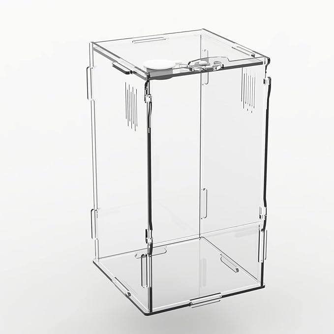 BETAZOOER Acrylic Mini Reptile Tank Habitat Transparent Terrariums with Locking Latch Suitable for Tarantula Isopod Roach Invertebrates (8''x6''x14'')-PawvioPets