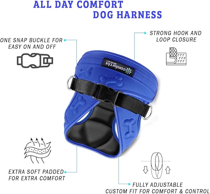 Comfort Fit Dog Harness No Pull with Adjustable Buckles Soft Padded Reflective Choke Step-in Pet Vest with Easy Control Handle for Small Medium Large Dogs & Puppies for Walking Running Training-PawvioPets