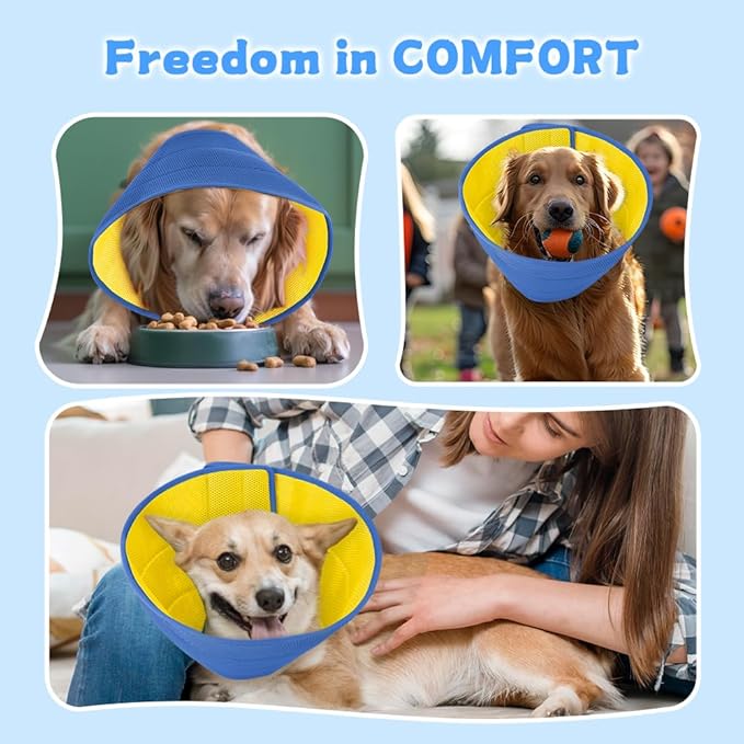 Dog Cone Soft Recovery Collars & Cones After Surgery for Medium Large Dogs, Comfy Ecollars to Stop Licking, Adjustable, Dog Ecollars for Recovery Fabric: Soft Comfort, Ecollars of Shame Alternatives-PawvioPets