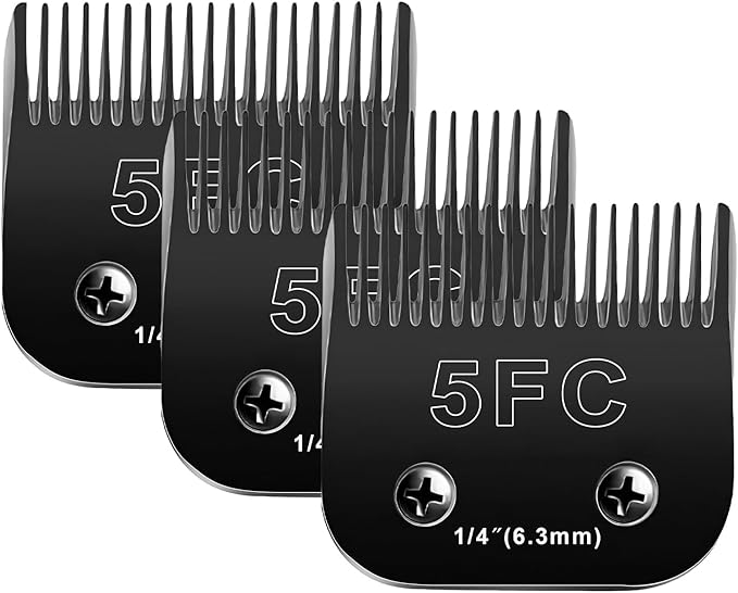 5F Blades Dog Grooming Blades Compatible with Andis/Oster A5/Wahl KM-10 Series Dog Clippers,Detachable Clipper Replacement Blade,Black(5FC/3PCS)-PawvioPets