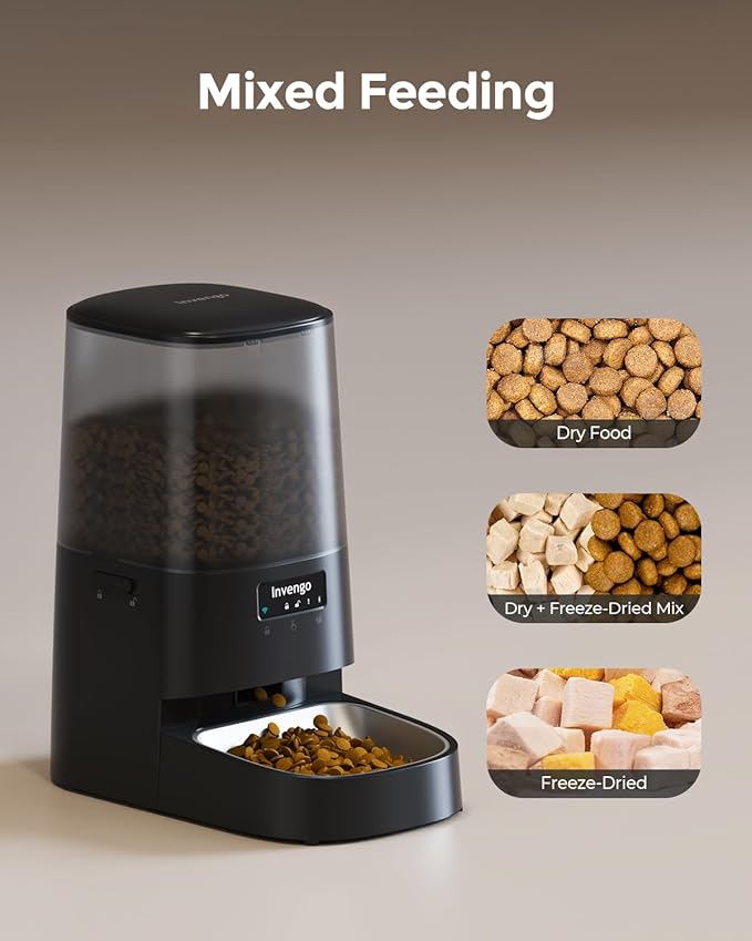 Cat Feeder Automatic - Cat Food Dispenser MeowServe S20, Auto Dog Feeder with Stainless Steel Bowl, 5L Pet Feeder with Patented Anti-Jam Port, App, Dual Lock Lid, Dual-Band WiFi & Power Supply-PawvioPets