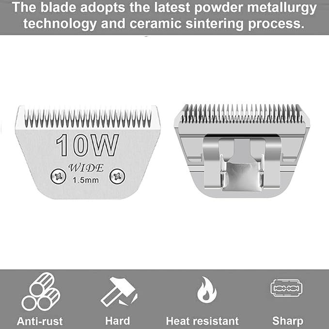 5PCS Wide Blades for Dog Grooming Blades Compatible with Andis Dog Clippers,Size #10W+30W+4FW+5FW+7FW Dog Clipper Blades Compatible with Oster A5,Wahl km10 Dog Clippers,Stainless-Steel Blade Sharp-PawvioPets