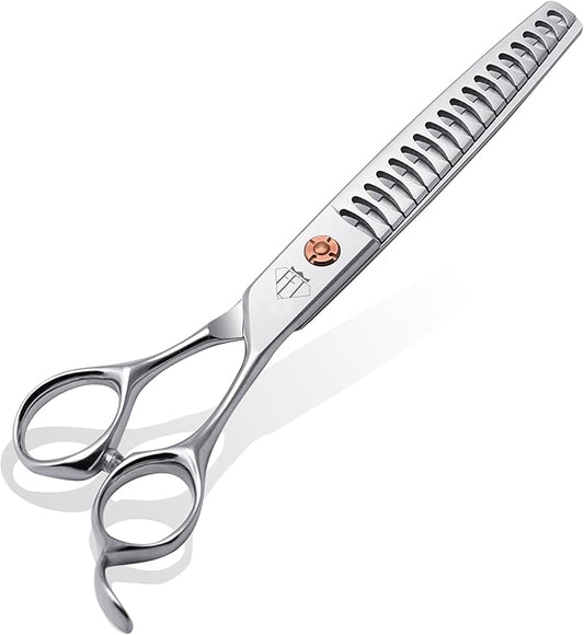 Dog Grooming Scissors: 7 inch Pet Chunker Shears Made Of Japanese 440c Advanced Stainless Steel Professional Grooming Scissors for Dogs Cats and Other Pets-PawvioPets