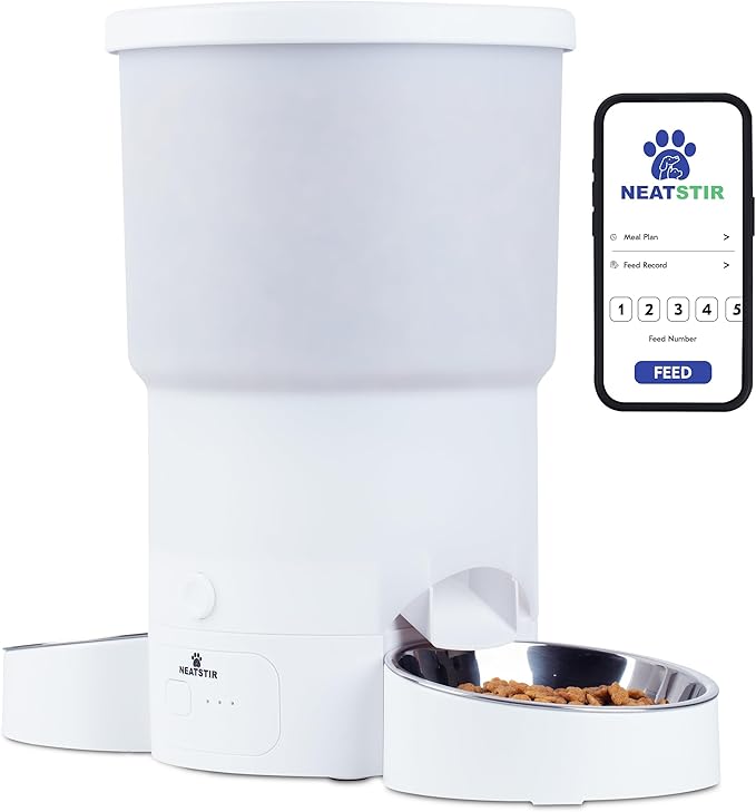 Automatic Cat Feeder for 2 Cats – Dual Food Dispenser with App Control, 5L Capacity (20 Cups), Smart Cat Food Dispenser for Multi Cats, Dual Pet Feeder with Stainless Steel Bowls and WiFi-PawvioPets