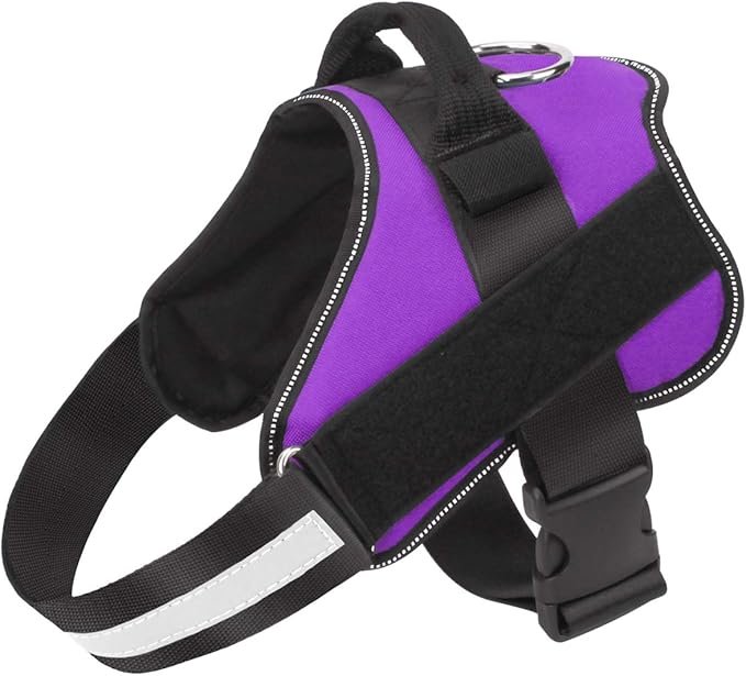 Bolux Dog Harness, No-Pull Reflective Dog Vest, Breathable Adjustable Pet Harness with Handle for Outdoor Walking - No More Pulling, Tugging or Choking (Purple, L)-PawvioPets