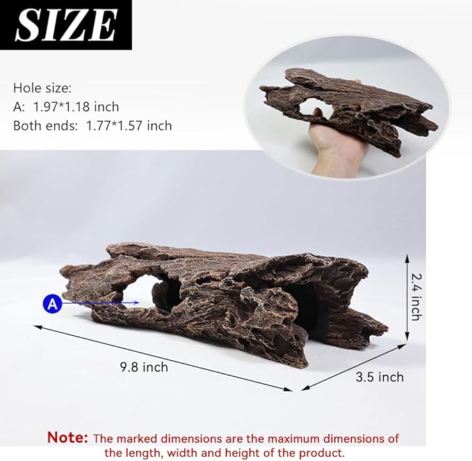 Fish Tank Decorations - Large Aquarium Decorations Air Bubbler Tree Fish House for Betta Hideout Caves Buddha Decor Temple Ruins Arched Betta Fish Accessories Reptile House Shelter Decor (Wood A-M)-PawvioPets