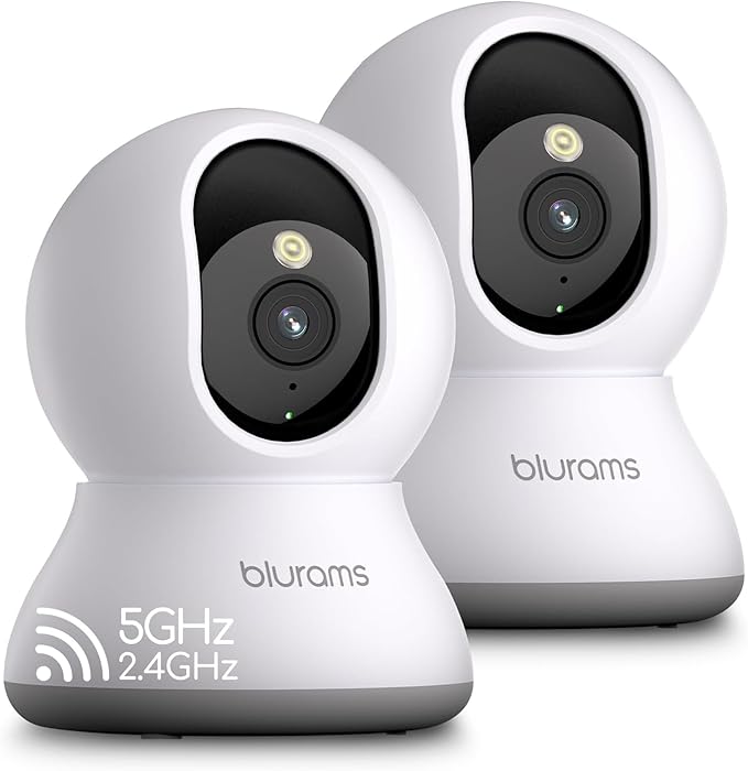 blurams Cameras for Home Security, 2K Pet Camera with Phone App, 360° PTZ Indoor Cameras, 2-Way Talk, Motion Tracking, Color/IR Night Vision, Cloud&SD, Works with Alexa (2Pack, 5GHz/2.4GHz Dual-Band)-PawvioPets