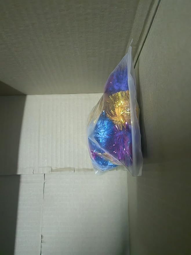 20 Pack 2 Inches Sparkle Balls for Cats, Large Size, Glitter Pom Poms Fuzzy Balls for Cats, Kitten Indoor Assorted Color Random-PawvioPets