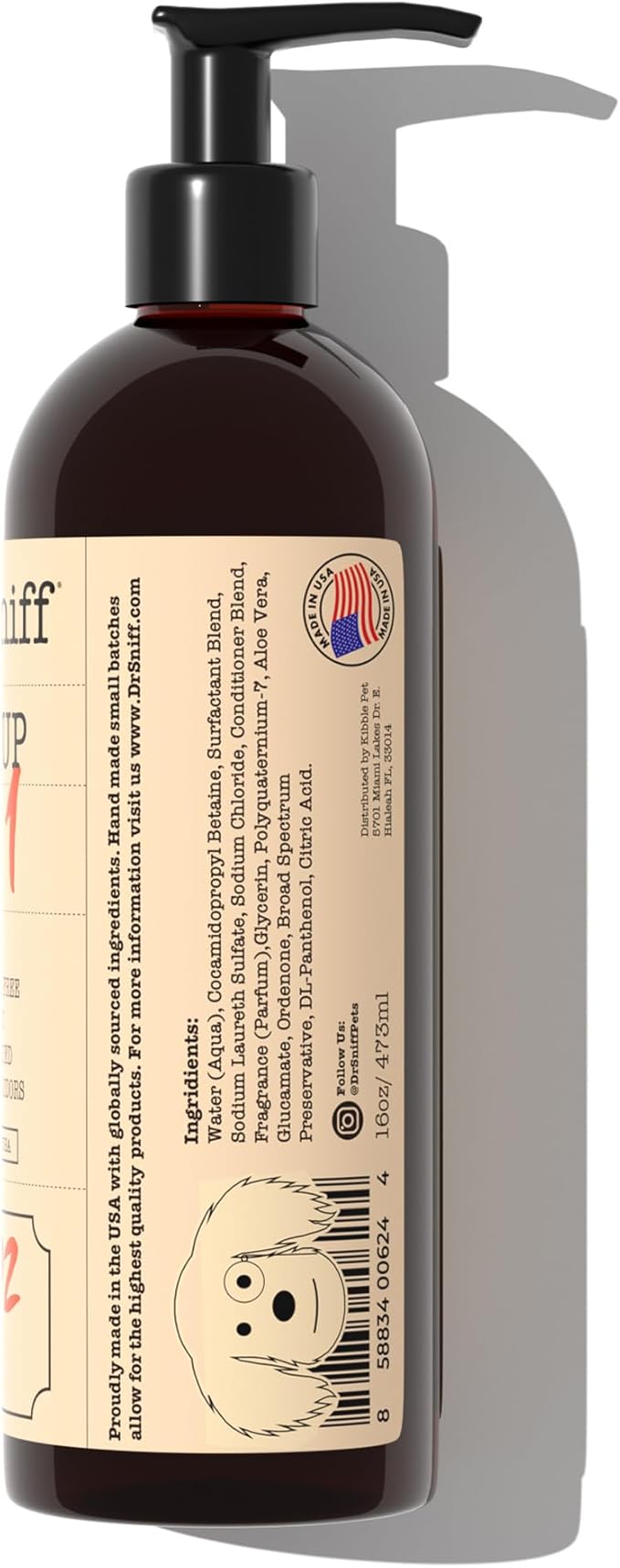 Dr. Sniff 2-in-1 Pet Shampoo & Conditioner, Ultimate Grooming Treatment for Dog & Cat Hair, Freshens Scent, Made in The USA, Perky Pup Scent, 16 Oz-PawvioPets