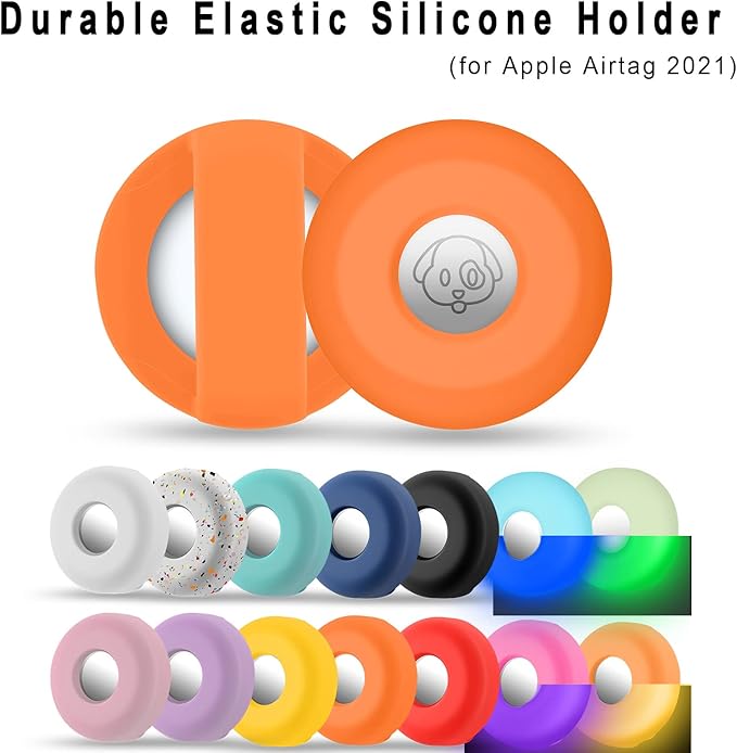 Airtag Holder for Dog Collar, Cibaabo Silicone Air Tag Case Cover Compatible with Apple Airtags for 0.8-1.2inch Cat Pet Collar Harness Loop-PawvioPets