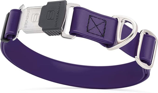 Dogline Biothane Waterproof Dog Collar with Herm Sprenger Stainless Steel Quick Release Buckle – Heavy Duty Tactical Durable Collar for Dogs – Comfortable and Safe Pet Collar, W 1" L 15-25", Purple-PawvioPets