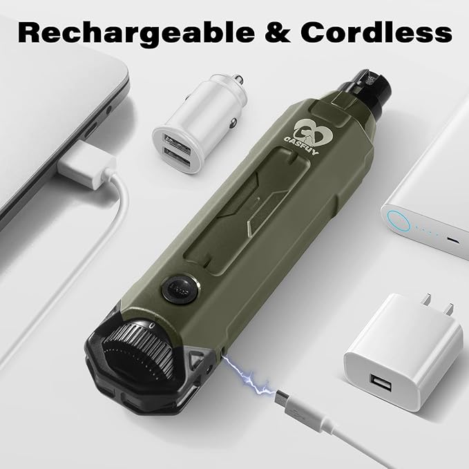 Casfuy 6-Speed Dog Nail Grinder - Newest Enhanced Pet Nail Grinder Super Quiet Rechargeable Electric Dog Nail Trimmer Painless Paws Grooming & Smoothing Tool for Large Medium Small Dogs (Army Green)-PawvioPets