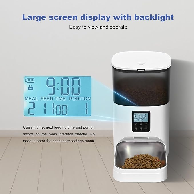 Automatic Cat Feeder, 4L Cat Food Dispenser with 10s Voice Recorder, Pet Feeder up to 8 Meals per Day, Timed Cat Feeder with Dry Food Sealed Ring (Jade White, 4L)-PawvioPets