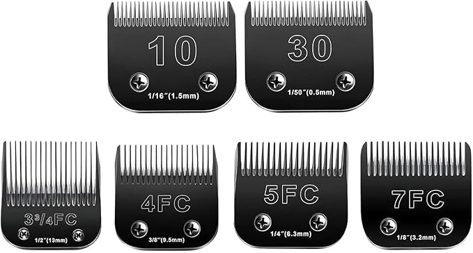 6pcs Dog Grooming Replacement Blades Compatible with Andis/Oster A5/Wahl KM-10 Series Dog Clippers,Detachable Clipper Replacement Blade,Black (6PCS Black-#10+30+3FC+4FC+5FC+7FC)-PawvioPets