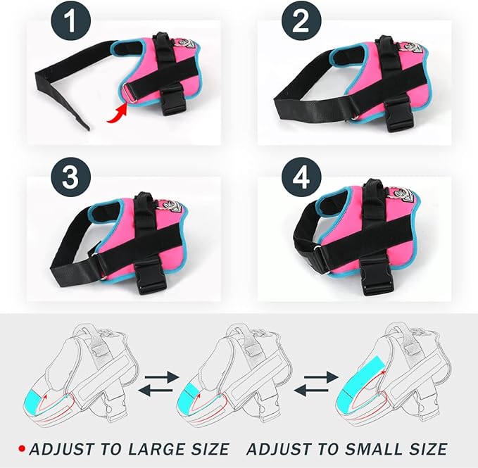Bolux Dog Harness, No-Pull Reflective Dog Vest, Breathable Adjustable Pet Harness with Handle for Outdoor Walking - No More Pulling, Tugging or Choking Large (Pack of 1) RoseTurquoise-PawvioPets