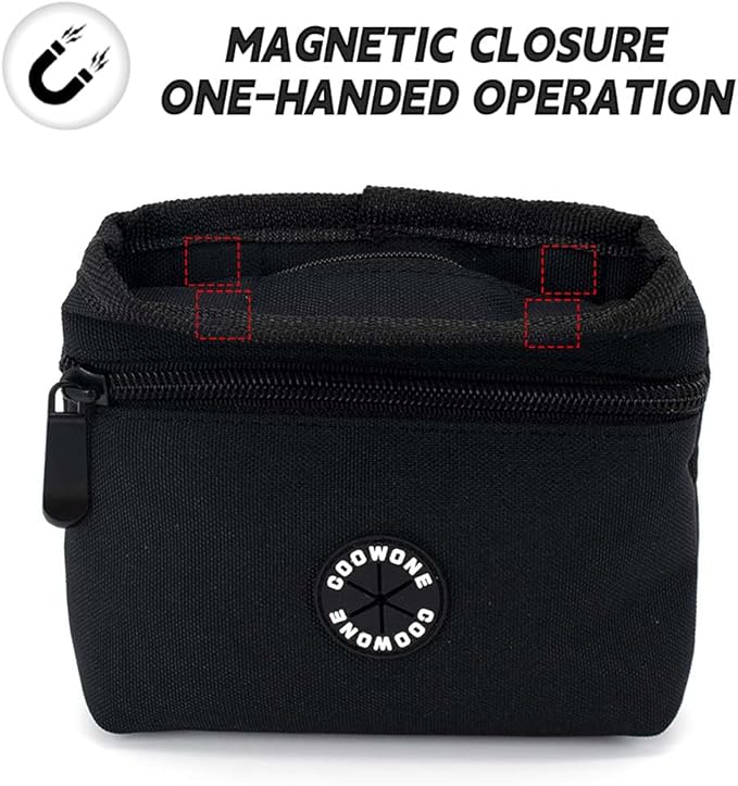 COOWONE Dog Treat Pouch with Pet Training Clicker, Detachable Dog Puppy Training Treat Bag, 900D Oxford Cloth Magnetic Closure Small Dog Poop Bag Holder for Travel or Outdoor Use-PawvioPets