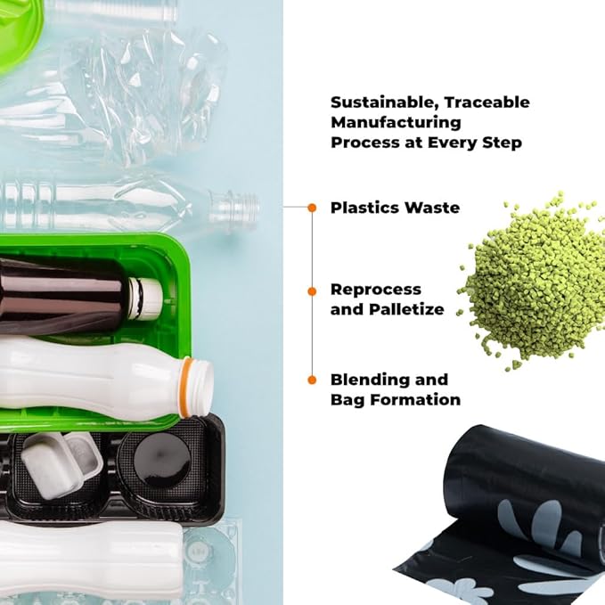 Best Pet Supplies Poop Bags for Dogs, 50% Post-Consumer Recycled Content dog waste bags on rolls, fits all poop bag holders for leashes - Black, 600 Count, Unscented-PawvioPets