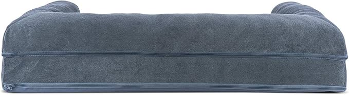 Furhaven Cooling Gel Dog Bed for Large Dogs w/ Removable Bolsters & Washable Cover, For Dogs Up to 95 lbs - Sherpa & Chenille Sofa - Orion Blue, Jumbo/XL-PawvioPets