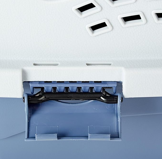 Amazon Basics 2-Door Top-Load Hard-Sided Dogs, Cats Pet Travel Carrier, Gray & Blue, 22.8"L x 15.0"W x 13.0"H-PawvioPets