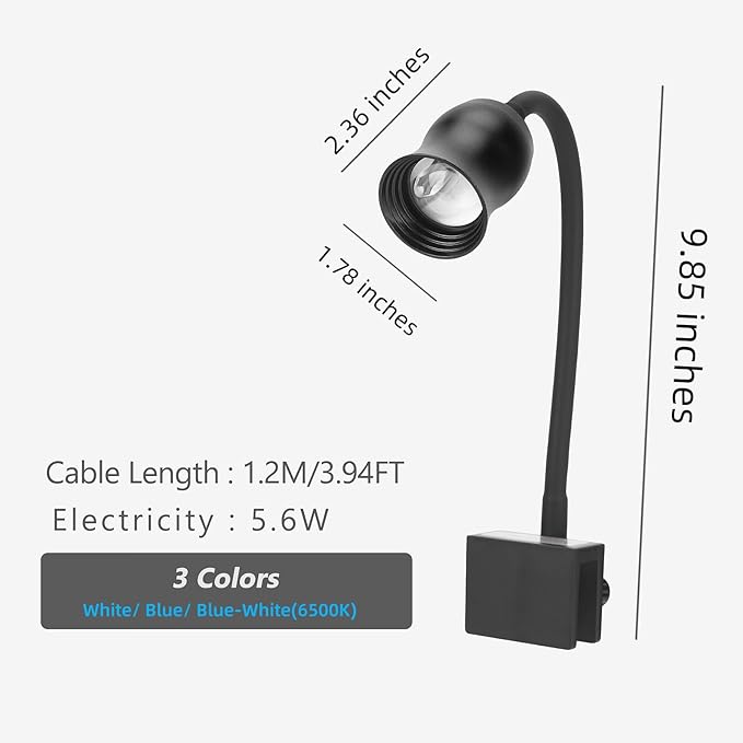 Aquarium Light Focus Light for Open Fish Tank Indoor LED Light Big Clip Lamp Adjustable Focus (White-Blue)-PawvioPets