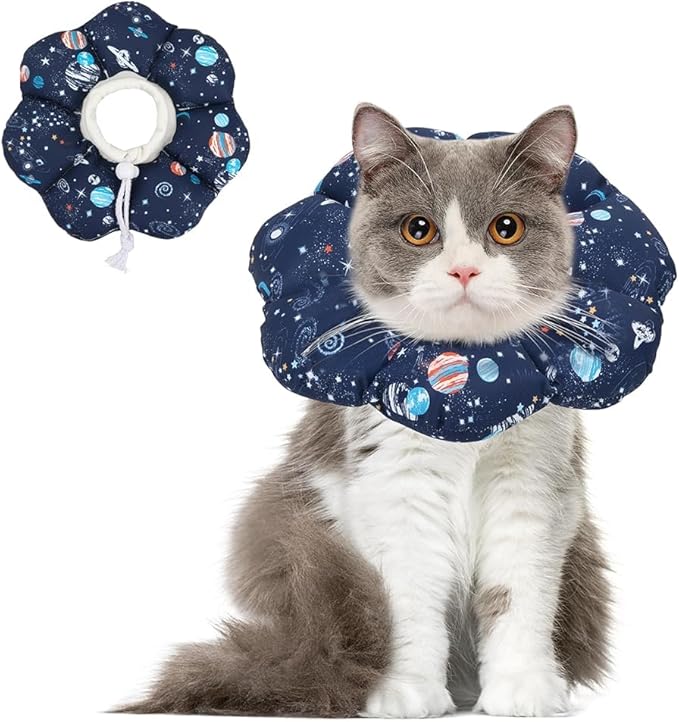 ComSaf Cat Cone Collar Soft, Protective Adjustable Cat Cones to Stop Licking After Surgery, Comfortable Lightweight Elizabethan Collar for Kitten Prevent from Licking Wounds, Not Block Vision-PawvioPets