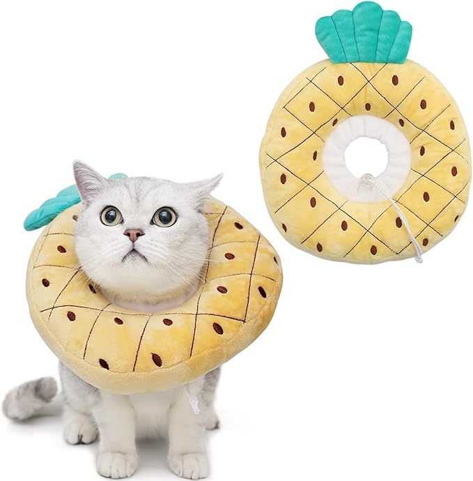 ANWA Adjustable Cat Cone Collar Soft, Cute Cat Donut Collar After Surgery, Kitten Recovery Cones to Stop Licking-PawvioPets