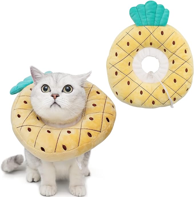 ANWA Adjustable Cat Cone Collar Soft, Cute Cat Donut Collar After Surgery, Kitten Recovery Cones to Stop Licking-PawvioPets