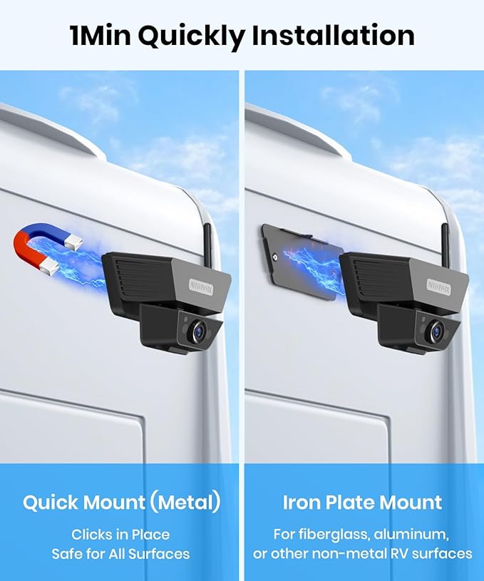 AUTO-VOX Wireless Backup Camera Solar Magnetic: 1-Min DIY Install, 5" 1080P Hd Dual Channel Monitor, Protective Carry Case, Stable Signal, IP69 Waterproof Back Up Systems Camera for Truck,Car,Trailer-PawvioPets