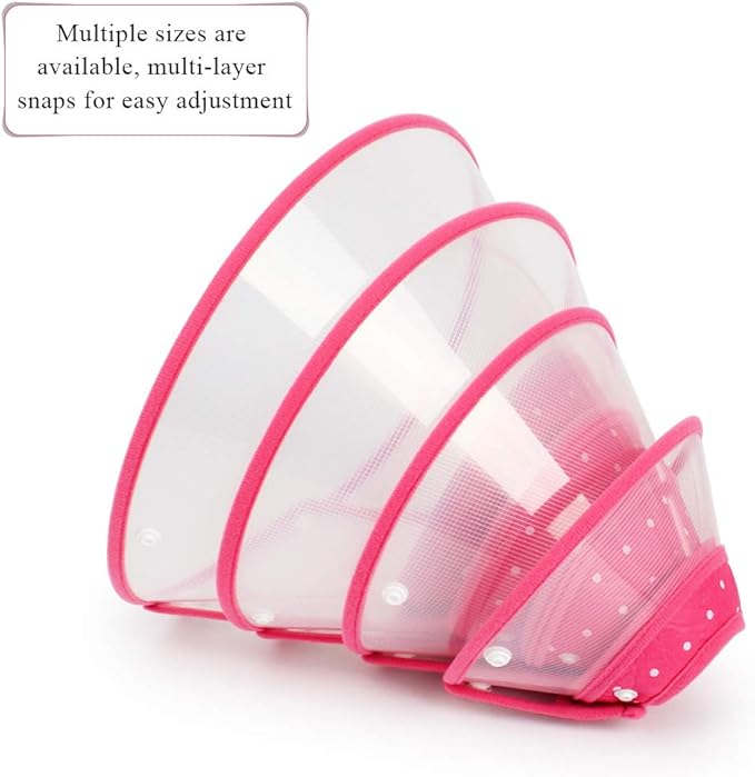 Andiker Pet Cone Recovery Dog Cone Adjustable Dog Collar Clear Padded Collar with Breathable Soft Edge Plastic Puppy Cone Protect The Neck Surgery Recovery Designed for Cats and Puppies (Small, Pink)-PawvioPets