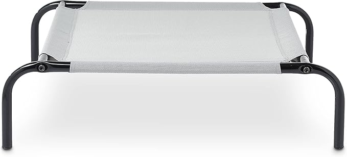 Amazon Basics Cooling Breathable Elevated Dog Bed with Metal Frame for Large Dogs, 51 x 31 x 8 Inch, Grey-PawvioPets