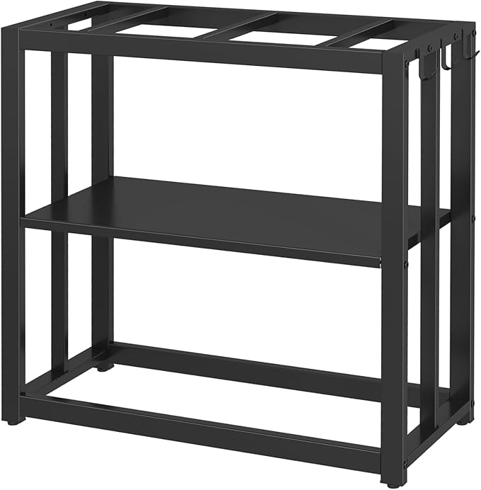 30.7" W x 13" Inch for 20-29 Gallon Long Fish Tank Stand With Storage Shelf, Aquarium Stand With Hooks,Heavy Duty Metal Turtle Reptile Tank Stand, Easy Assemble-PawvioPets