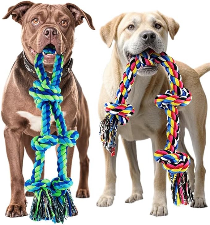 Dog Rope Toy for Large Dogs, 2 Pack Heavy Duty Dog Chew Toys for Aggressive Chewers, Indestructible Dog Toys for Super Chewer, Durable Tug of War Pet Toy for Medium to Large Breed Teeth Cleaning-PawvioPets