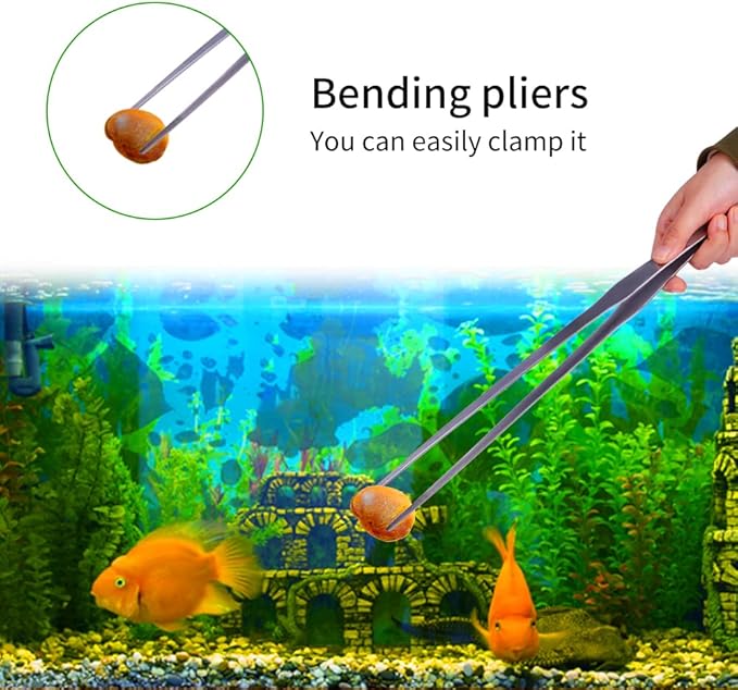 Extra Long Handle Aquarium Tweezers Serving Tongs Feed clamp,2 Pack Stainless Steel Straight and Curved Tweezers Set for Fish Tank Plants Reptile Feeding Tongs（15 Inchs）-PawvioPets