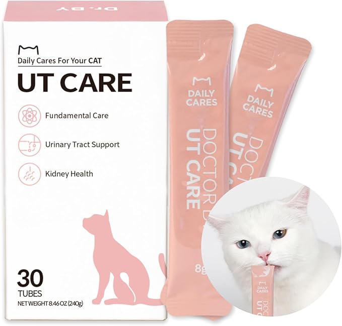 Dr.by UT Care Cat UTI Kidney Support Urinary Supplement Cranberry Treatment for Cats Renal Health with Pacran, Quercetin, Taurine lickable Formula Individually Packaged (1 Pack)-PawvioPets
