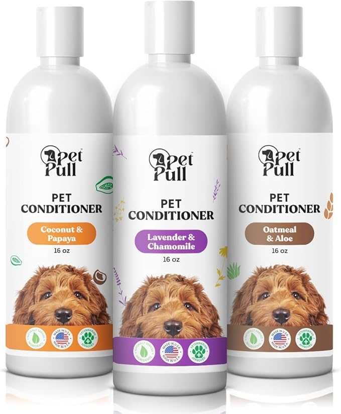 Dog Conditioner Puppy Essentials - Moisturizing Conditioner for Dogs with Coconut and Papaya Scent - Plant Based Dog Bath Supplies Detangle and Revive Pet's Coat - Made in USA (16 Oz)-PawvioPets