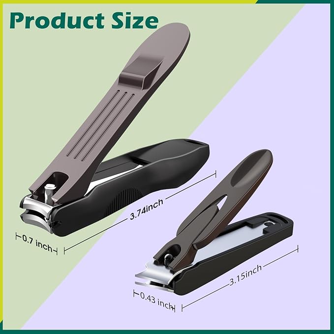 GLAMFIELDS Nail Clipper with Catcher, Large Fingernail Toenail Clipper,Slanted Edge Nail Clippers Leather Case Packed Good Gift for Men and Women 2PACK Large/Small-PawvioPets
