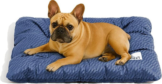 FUNNY FUZZY 2 in 1 Dog Bed Crate Pad Mat, Washable Reversible Pet Floor Mats,Fluffy Kennel Pad for Small Large Sized Dog,Indoor Cats,Sleeping Mattress, 29.9" × 18.9", Midnight Blue-PawvioPets