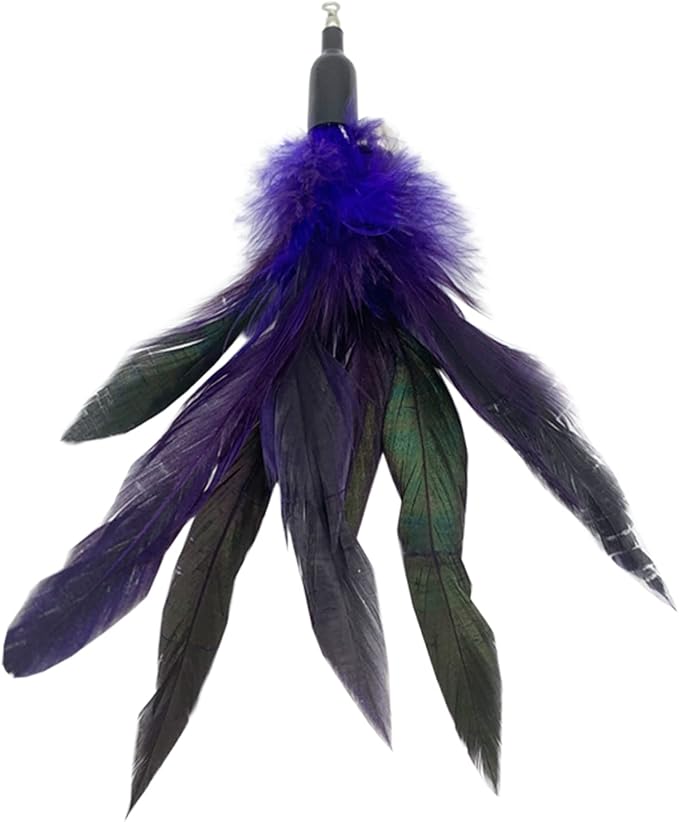 Cat Feather Toys Refills, 10 Pieces Interaction Cat Wand Replacement Feathers Toy for Indoor Cats-PawvioPets