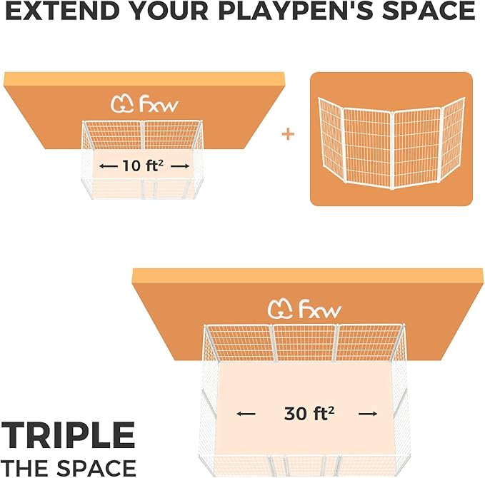 FXW Homeplus Unleashed Indoor Dog Playpen - Stress-Free and Safe Play, Heavy Duty 45 Inch 4 Wire Panels Dog Pen for Large Dogs, White│Patented-PawvioPets