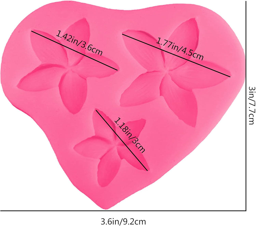 Frangipani Plumeria Flower Silicone Molds for Cake Decoration, Non Stick Fondant Mold for DIY Chocolate Candy Cookie Cupcake Jelly and Polymer Clay