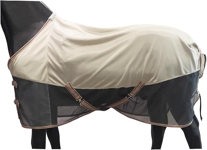 BARN & STABLE Breathable and UV Protective Horse Fly Sheets Tear-Resistant Mesh Fly Sheets for Horse Comfy Equine Summer Sheets with Removable Web Leg Straps-PawvioPets