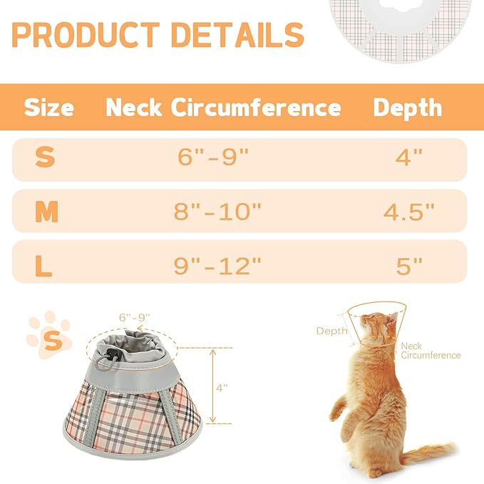 Cat Cone Collar Soft, Cat Recovery Collar for Large Medium Small Cats Kittens, Pet Cone Alternative After Surgery-PawvioPets