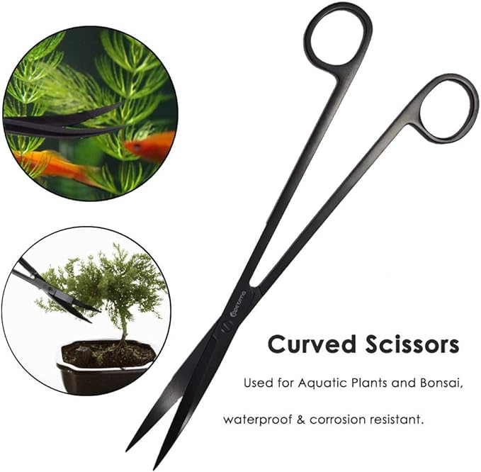 Aquarium Tweezers, Capetsma Stainless Steel Aquarium Plant Tools Long Aquascaping Tools Scissors Spatula Aquatic Plants Tool Set for Freshwater and Saltwater-PawvioPets