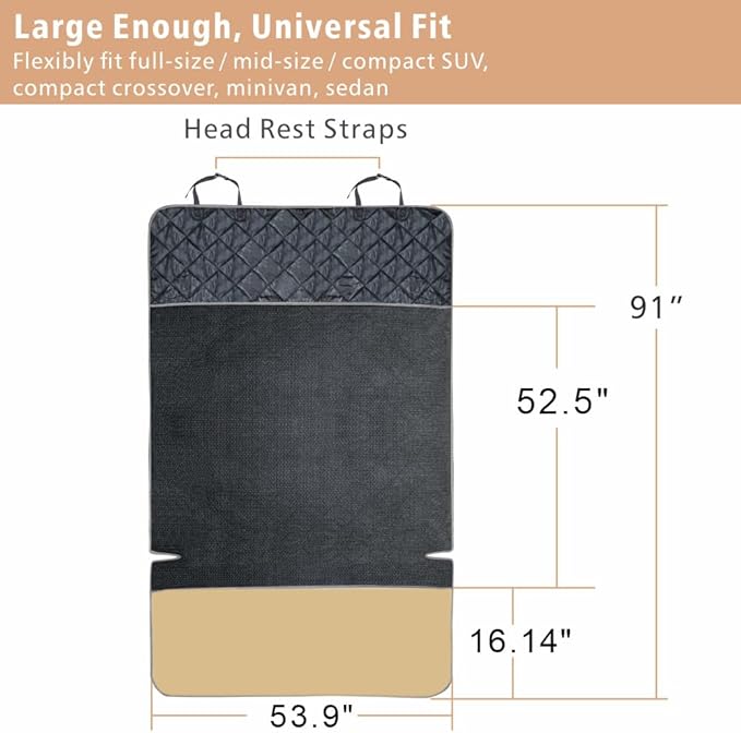 F-color SUV Cargo Liner for Dogs, Water Resistant Pet Cargo Cover Dog Seat Cover Mat for SUVs Sedans Vans with Bumper Flap Protector, Non-Slip, Large Size Universal Fit, Khaki-PawvioPets