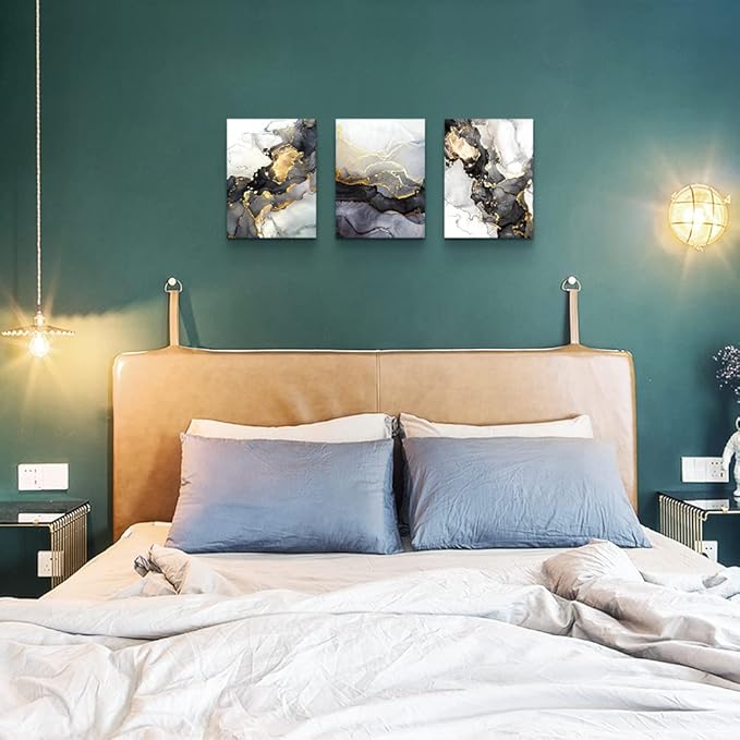 Boho Wall Decor - Abstract Ink Paintings, Framed Wall Art for Living Room, Bedroom & Office - 20" X 28" - 3 Piece Set-PawvioPets