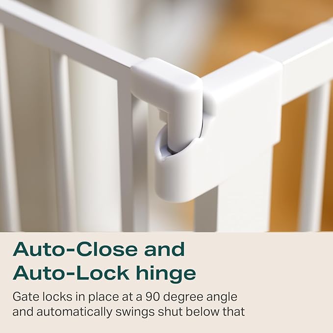 Cumbor 36" Extra Tall Baby Gate for Stairs, 29.7-48" Wide Dog Gates for Doorways, Auto Close Safety Gate for Babies and Pets, Easy Install, Pressure Mounted, Fits Doorways, Stairs, Entryways, White-PawvioPets