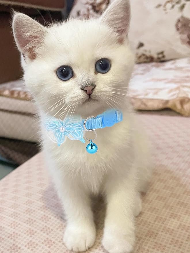 16 PCS Cute Cat Collars Breakaway with Bell for Boy Cats and Girl Cats Gifts (#2-Multicolor Lace)-PawvioPets