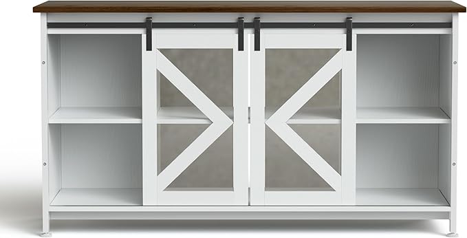 55-75 Gallon Aquarium Stand Heavy Duty Steel Frame, Fish Tank Cabinet with Accessories Storage for Reptile Terrarium & Turtle Tank - 1000lbs Capacity (White)-PawvioPets