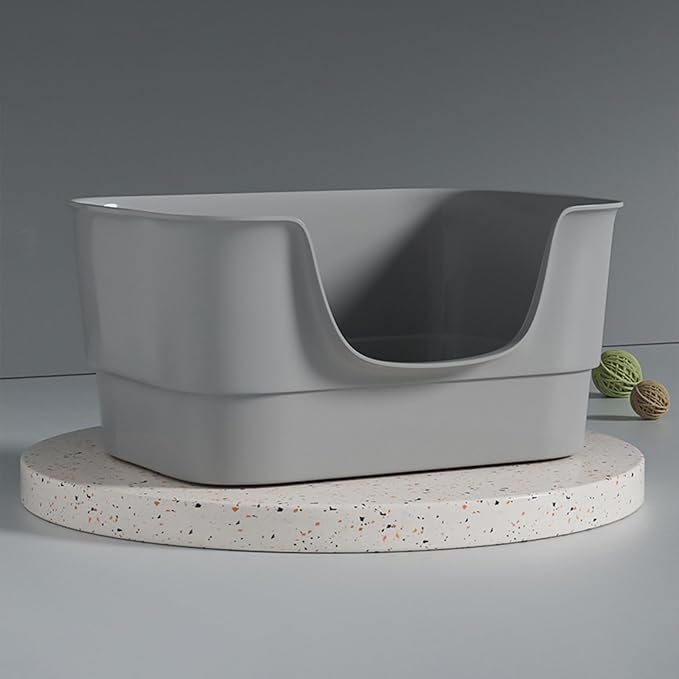 Extra Large Cat Litter Box with High Sides,23.23"×16.34"×8.46",Jumbo Kitty Litter Box with Low Entry,XL Cat Boxes for Indoor Cats,Easy to Clean,Anti-Splashing(Grey)-PawvioPets